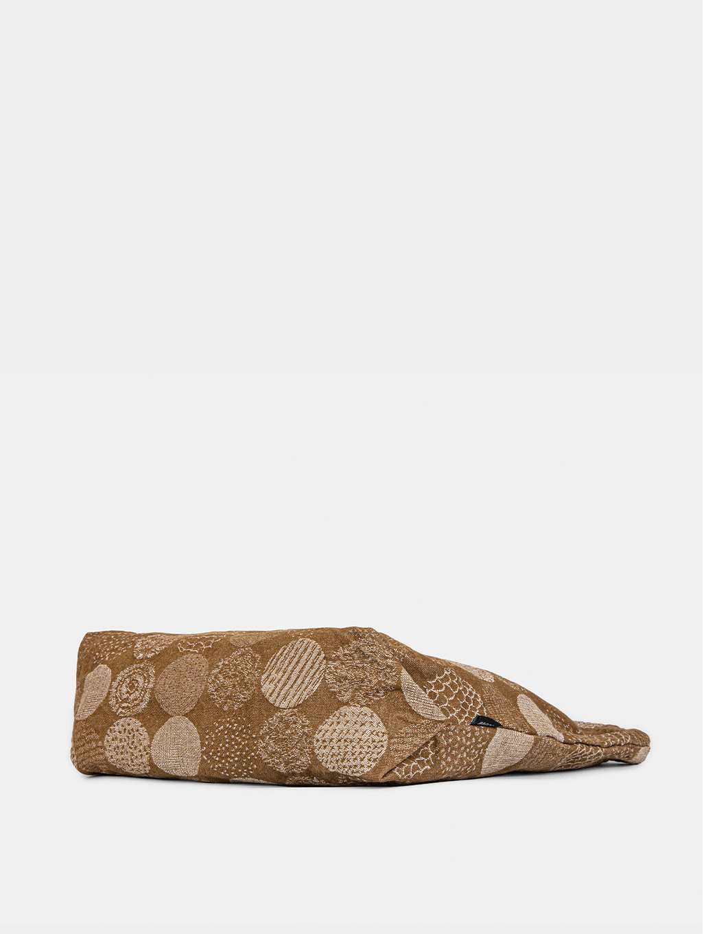 Morvea women's fabric tote bag with embroidered circle pattern and snap closure in brown