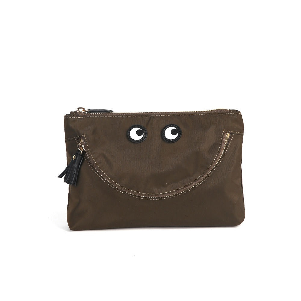 morvea-womens-nylon-clutch-smiley-zip-coffee